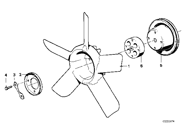 1982 BMW 320i Cooling System - Fan / Fan Coupling Diagram