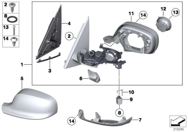 2008 BMW X3 Heated Outside Mirror, Left Diagram for 51163455343