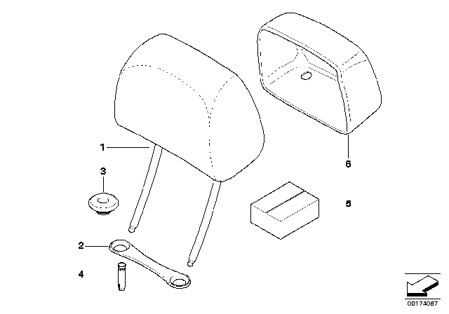 2014 BMW X6 Seat, Front, Head Restraint Diagram 2