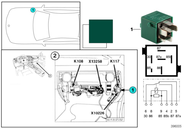 1998 BMW 318i Relay, Tailgate Lock Diagram