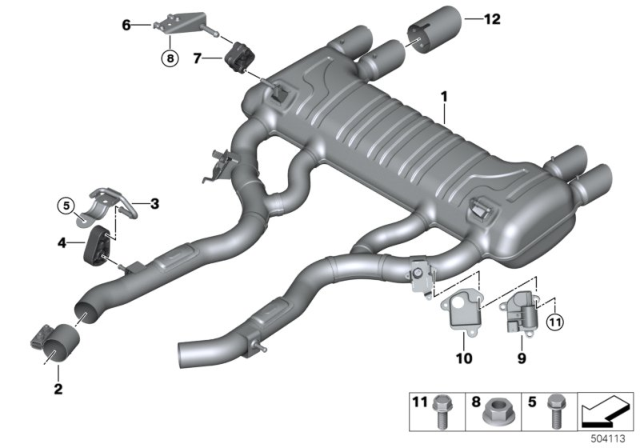 2019 BMW M2 Rear Muffler With Exhaust Flap Diagram for 18308071806