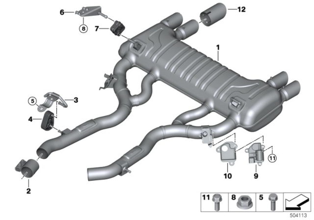 2019 BMW M2 Bracket, Rear Silencer Right Diagram for 18307620317