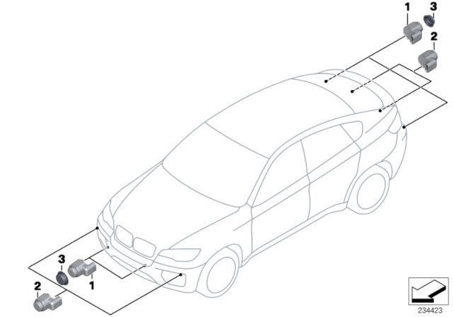 2011 BMW X6 Ultrasonic-Sensor Diagram