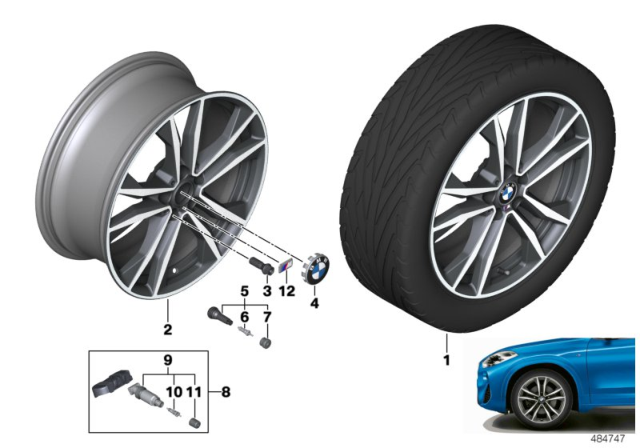 2020 BMW X1 Disc Wheel, Light Alloy, Orbitgrey Diagram for 36108008616