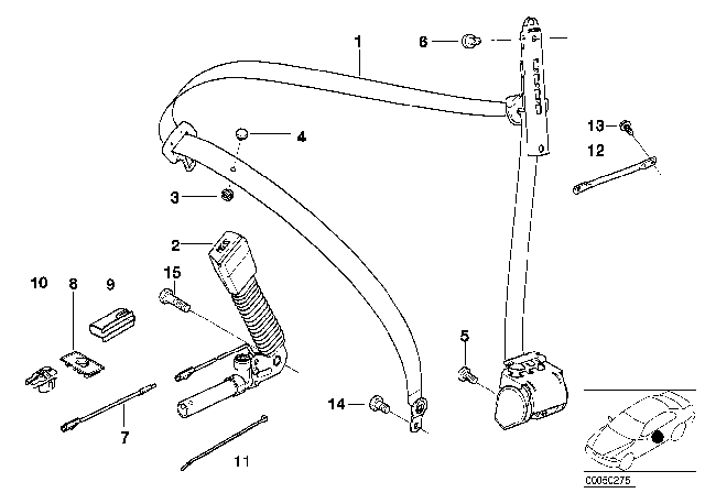 2004 BMW 330xi Retractor Seat Belt Diagram for 72117009857
