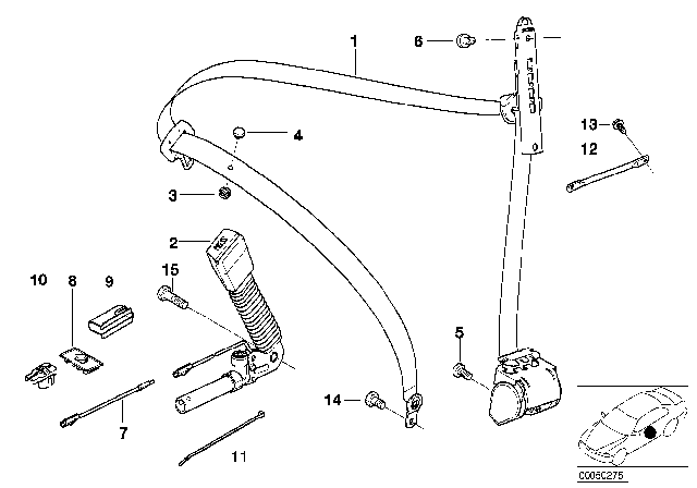 2002 BMW 330xi Safety Belt Front Diagram