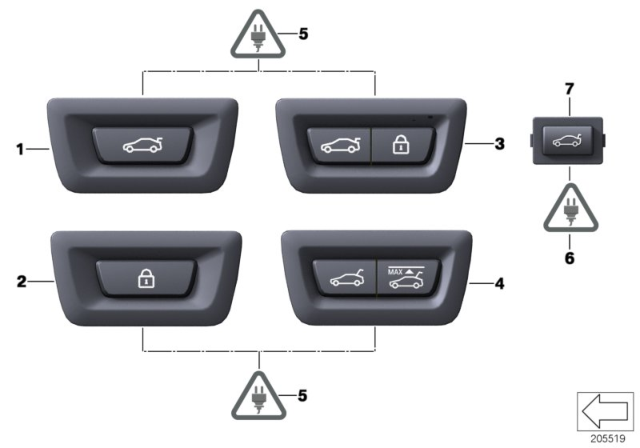 2015 BMW M6 Switch, Rear Lid And Center lock Diagram