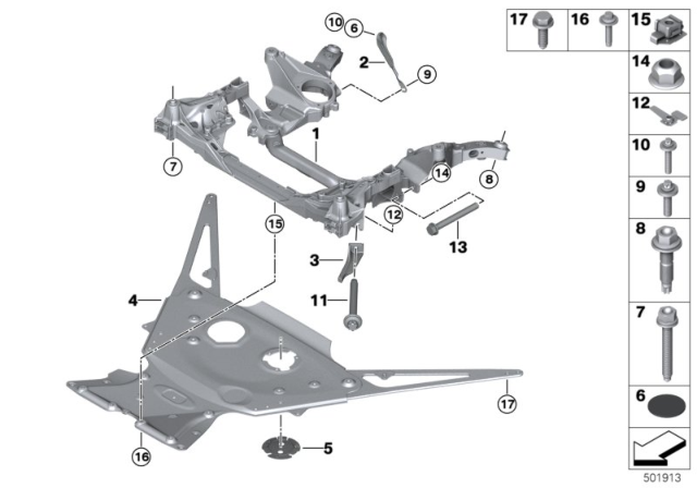2020 BMW M8 Front Axle Support Diagram