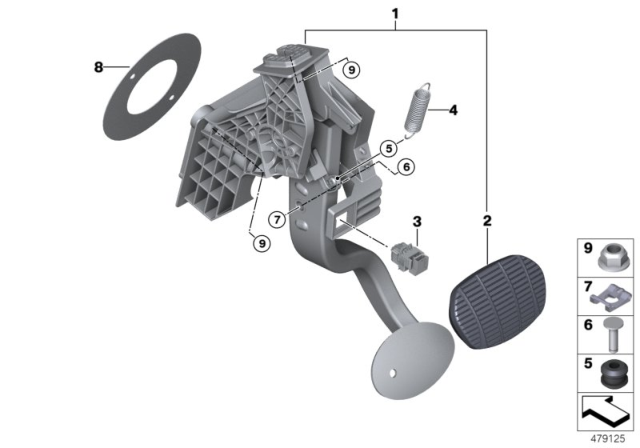 2016 BMW X1 Pedal Assembly, Automatic Transmission Diagram