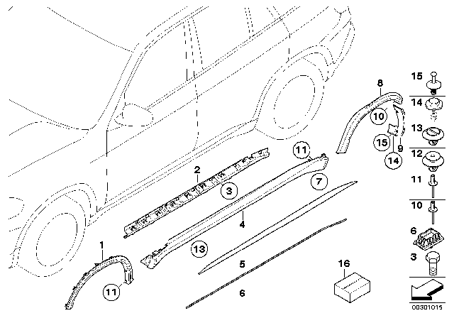 2007 BMW X5 M Trim, Sill / Wheel Arch Diagram