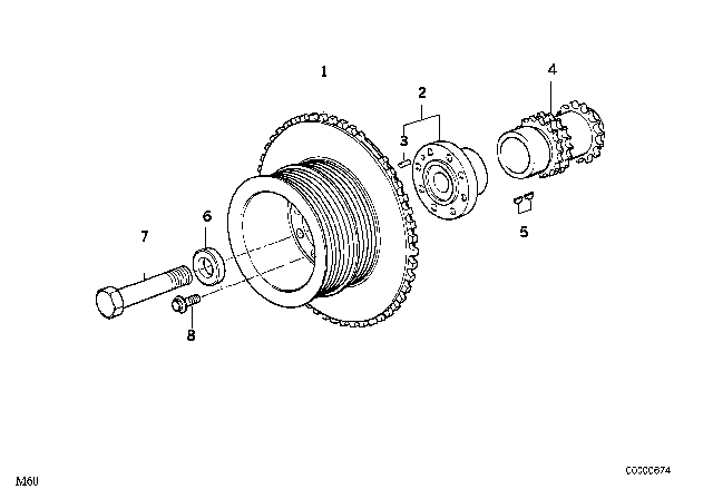 1993 BMW 740i Belt Drive-Vibration Damper Diagram