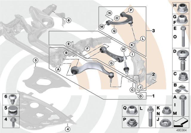 2015 BMW 535i xDrive Repair Kit, Trailing Links And Wishbones Diagram