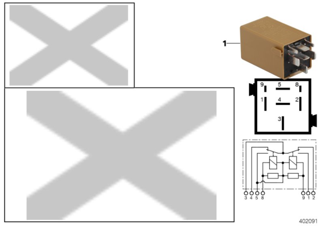 1995 BMW 750iL Relay, Double Relay Green-Brown Diagram