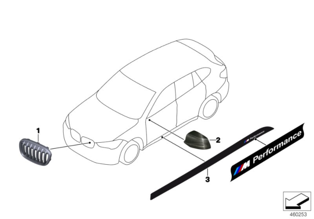 2019 BMW X1 M Performance Aerodynamics Accessories Diagram