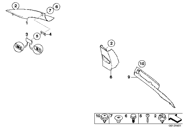 2010 BMW 650i Trim Panel Diagram