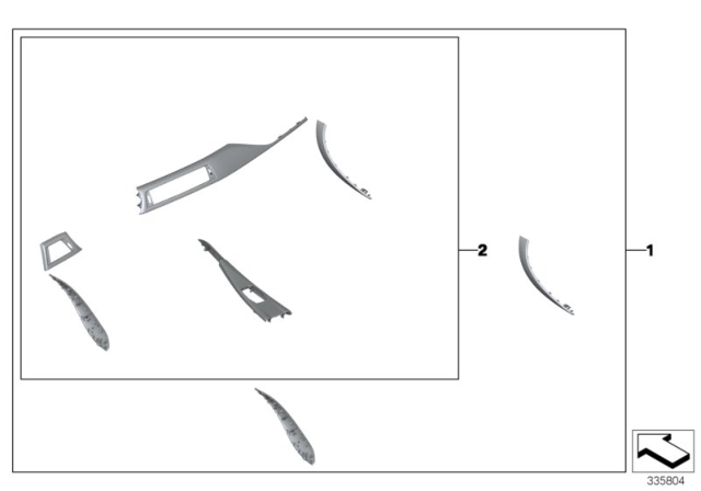 2020 BMW 440i xDrive M Performance Interior Trims Diagram