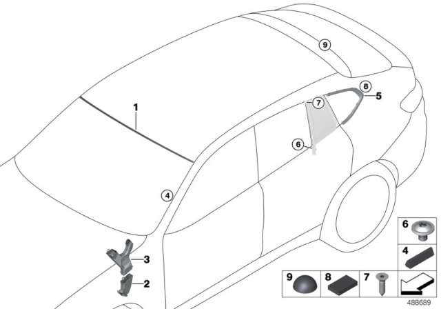 2019 BMW X4 Glazing, Mounting Parts Diagram