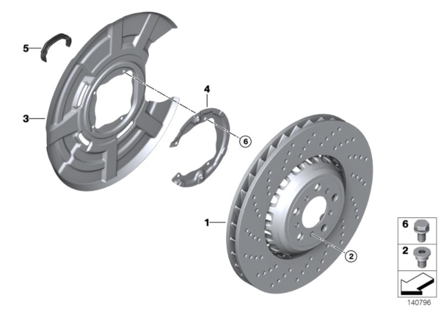 2014 BMW M6 Rear Wheel Brake Disc, Perforated Diagram 1