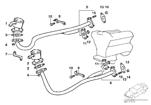 2000 BMW 750iL Air Pump Control Valve Diagram for 11721704258