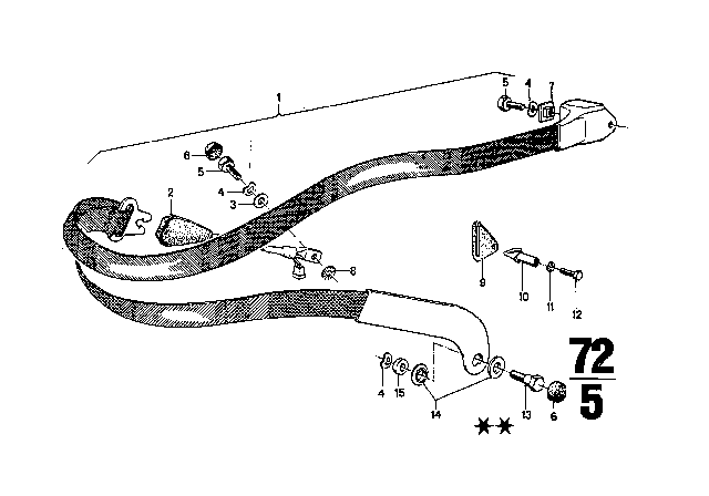 1973 BMW 3.0CS Front Left Seat Belt Diagram for 72111840327