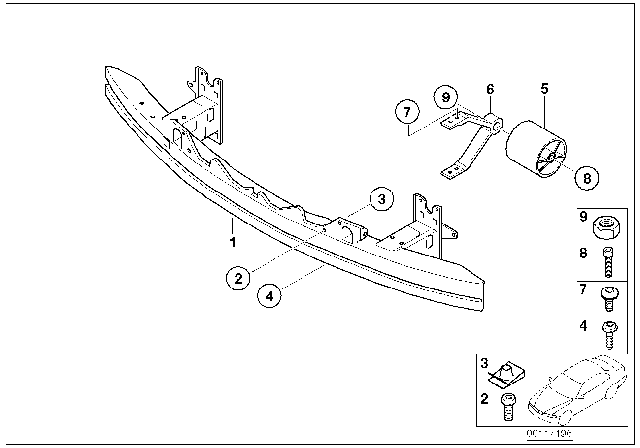 2003 BMW 745i Support, Front Diagram