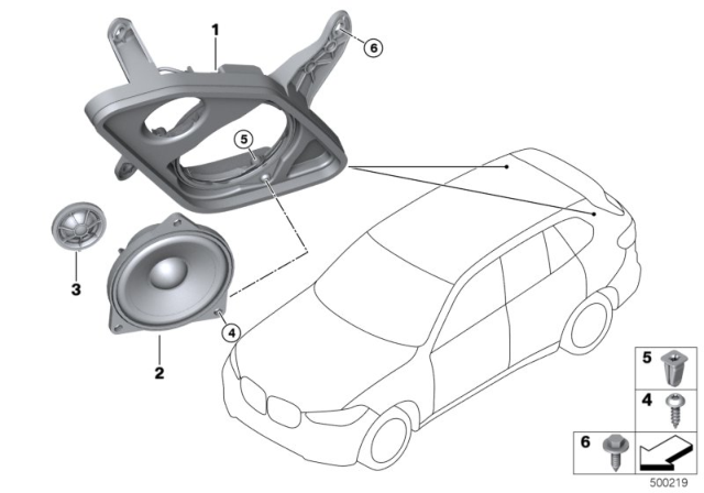 2019 BMW X5 Individual Parts High End Sound System D-Pillar Diagram