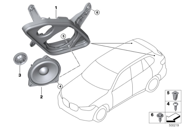 2020 BMW X5 Single Parts, Top HIFI System Diagram