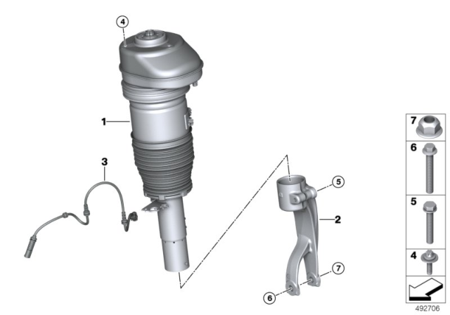 2020 BMW X5 Air Suspension, Front Right Diagram for 37106869030