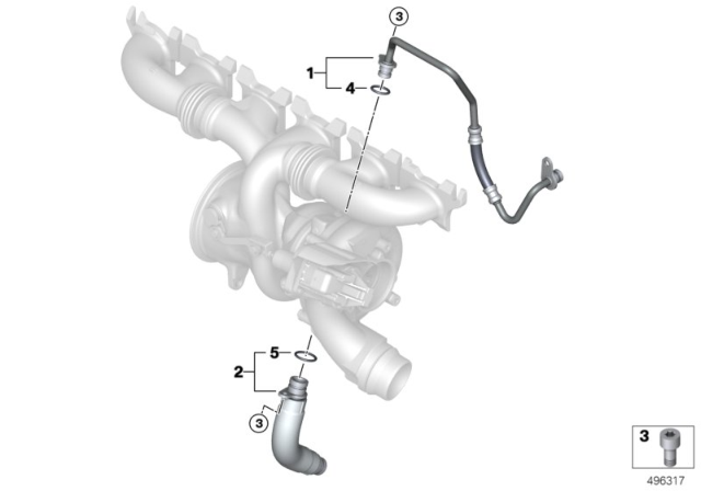 2020 BMW M340i xDrive Oil Supply, Turbocharger Diagram