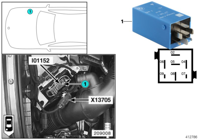 2003 BMW 540i Relay, Electric Fan Diagram