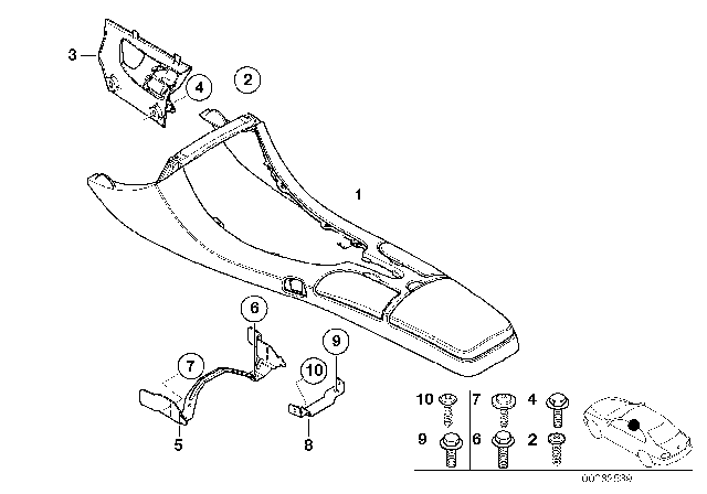 2001 BMW Z8 Centre Console Diagram 1