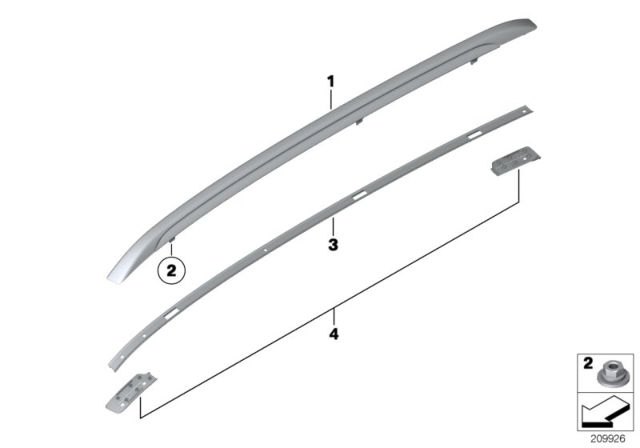 2013 BMW X1 Retrofit, Roof Rails Diagram