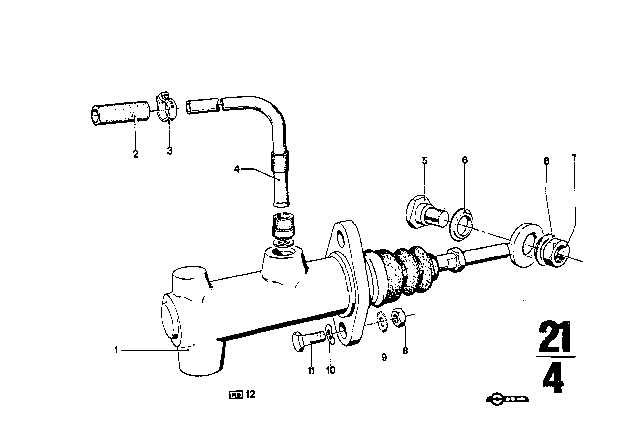 1971 BMW 3.0CS Input Cylinder Clutch Diagram for 21521114539