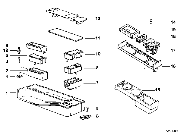 1997 BMW 328i Centre Console Diagram