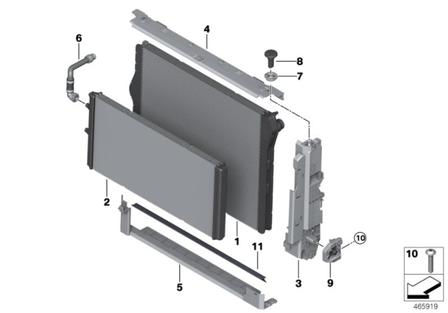 2016 BMW M4 Radiator Mounting Parts Diagram