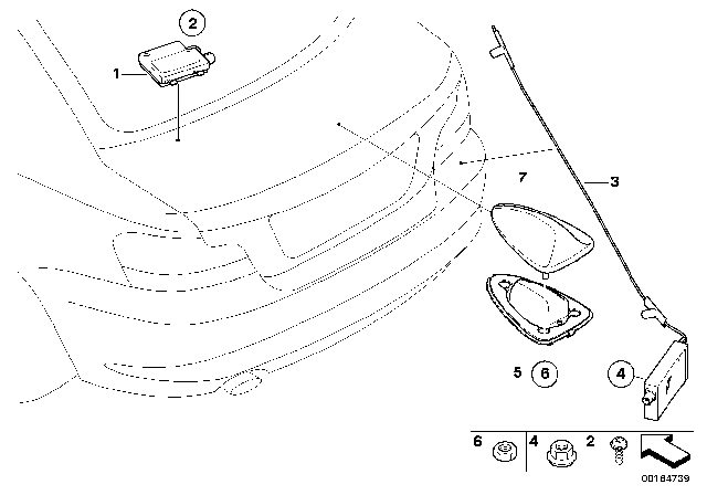 2010 BMW 128i Single Parts, GPS/DAB Aerials Diagram