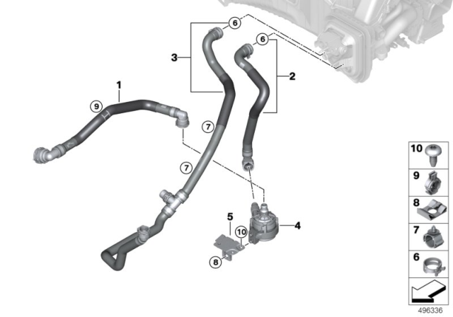 2020 BMW X5 Cooling Water Hoses Diagram