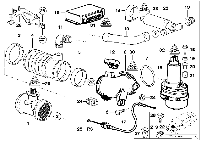 2000 BMW 540i Universal Socket Housing Uncoded Diagram for 61138352390