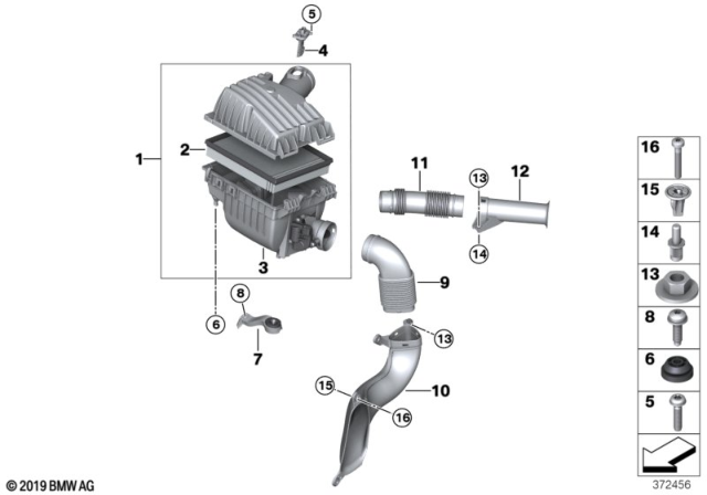 2016 BMW i8 Intake Silencer / Filter Cartridge Diagram