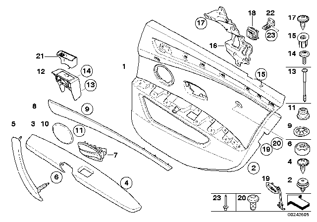 2007 BMW 525i Door Trim Panel Diagram 2