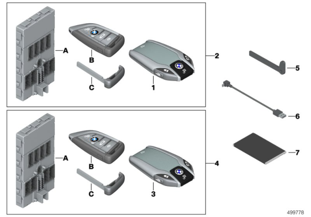 2020 BMW 750i xDrive BMW Display Key / Set Radio Remote Control With BDC Diagram