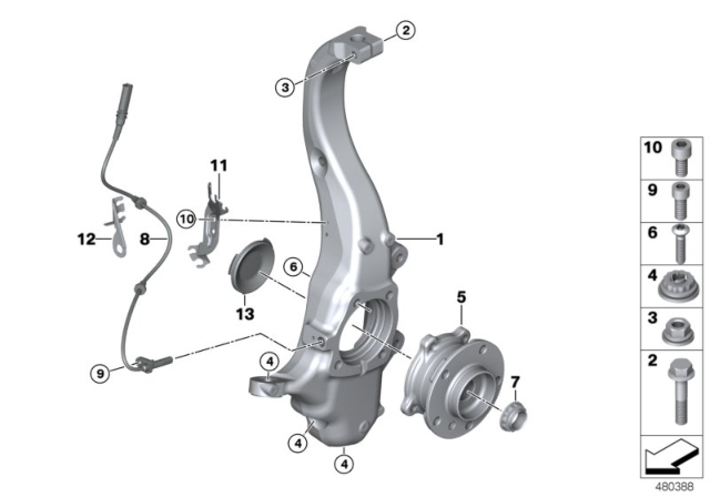 2018 BMW X5 Carrier / Wheel Bearing, Front Diagram