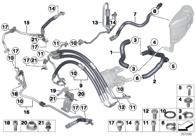 2013 BMW 650i Power Steering / Oil Pipe Diagram