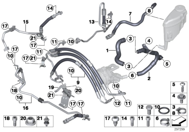 2013 BMW Alpina B7L Power Steering / Oil Pipe Diagram