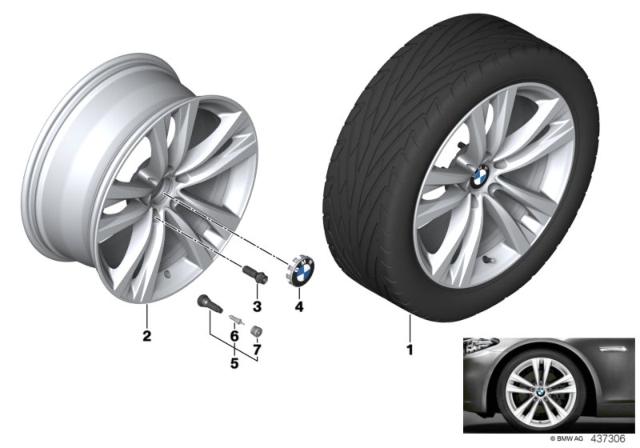 2016 BMW 528i Light Alloy Rim Diagram for 36116862894