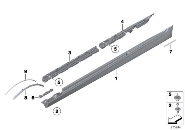 2014 BMW 535d Cover Door Sill / Wheel Arch Diagram