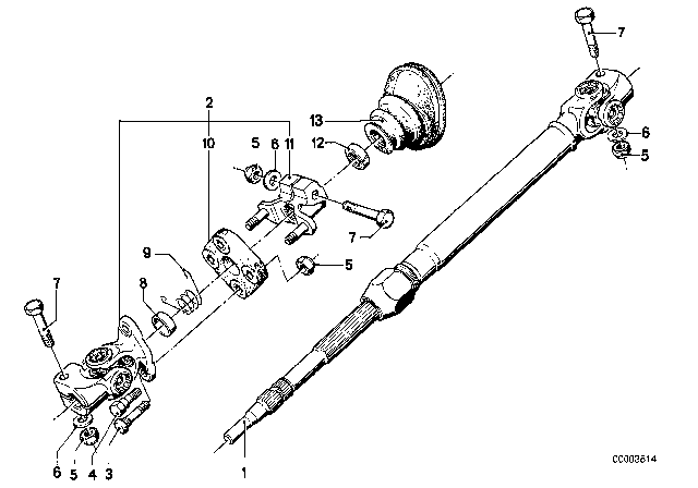 1986 BMW 735i Steering Column - Lower Joint Assy Diagram