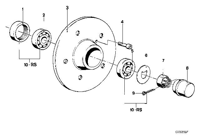 1980 BMW 633CSi Wheel Bearings Diagram 1