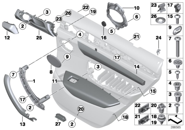 2016 BMW X4 Mounting Parts, Door Trim Panel Diagram 2