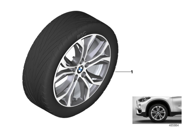 2020 BMW X1 BMW LA Wheel, Y-Spoke Diagram